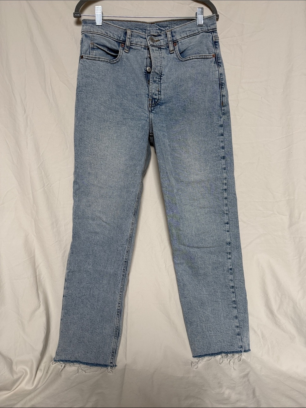 Old Navy High-Rise Light Blue Straight Jeans Button Fly